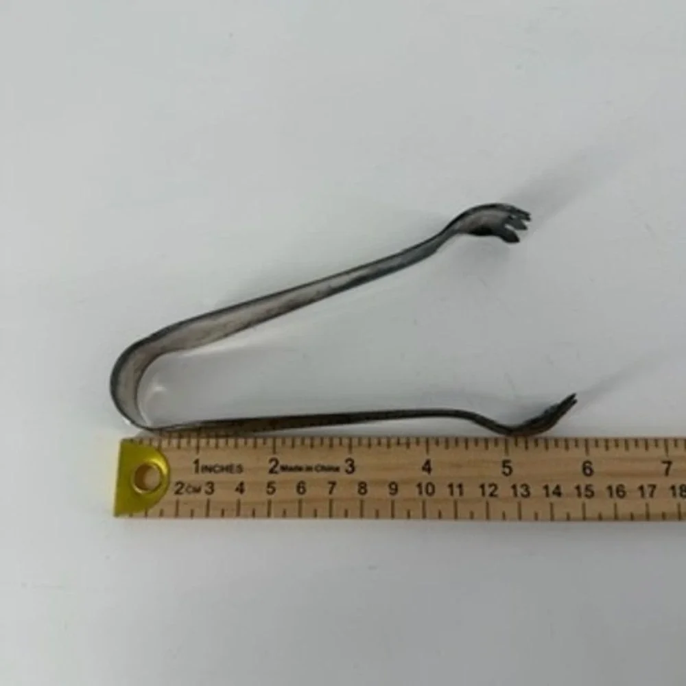 Vintage Silver Plated Sugar Pickle Tongs‎ Claw End Serving Utensil 6 Inch Patina